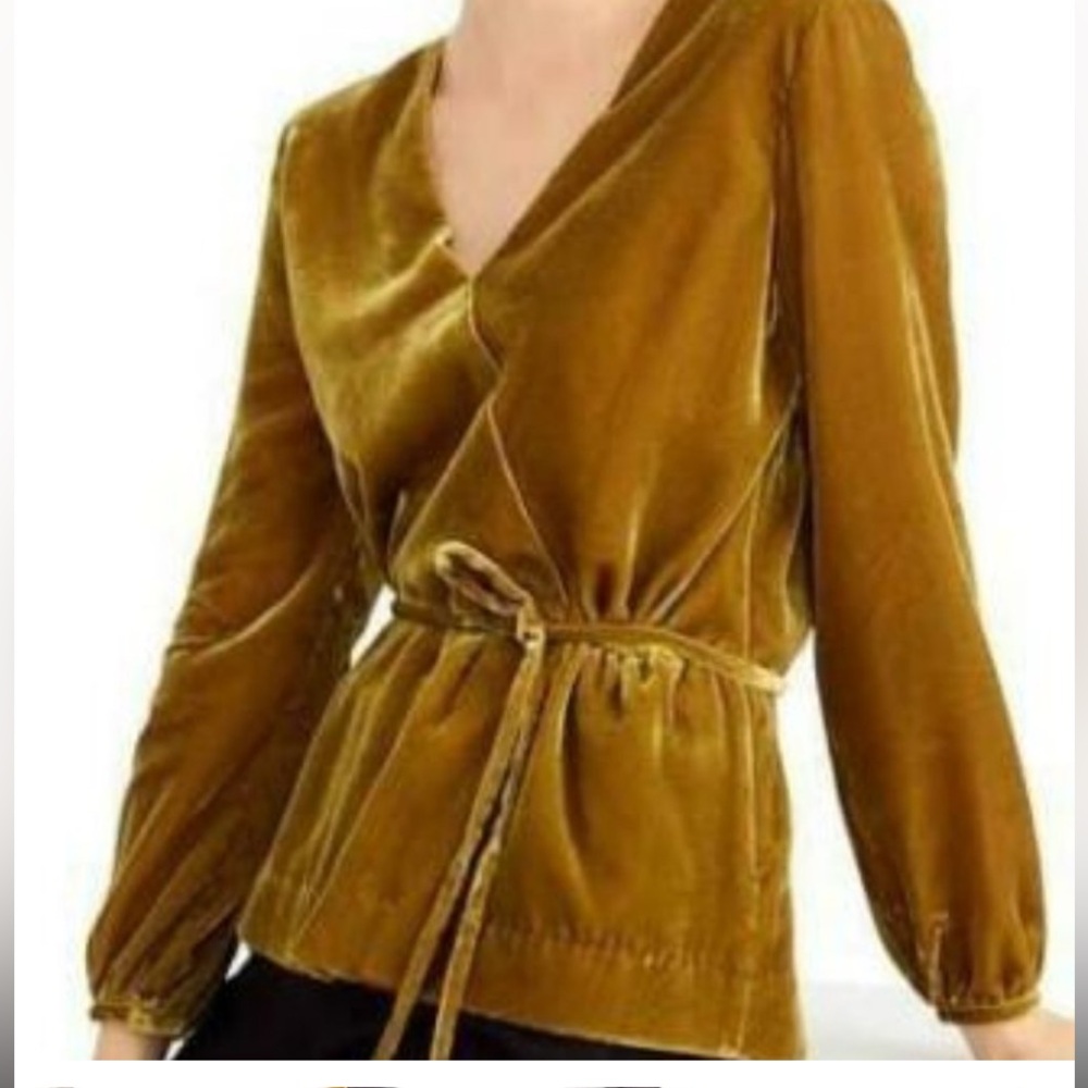 J Crew Faux Wrap Top In Drapey Velvet